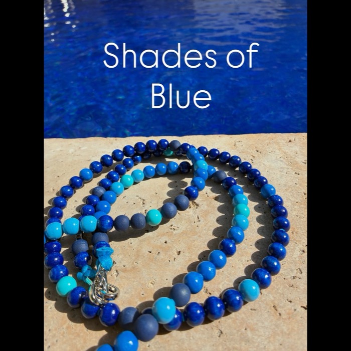Handgefertigte Handykette Shades of Blue von mariblume